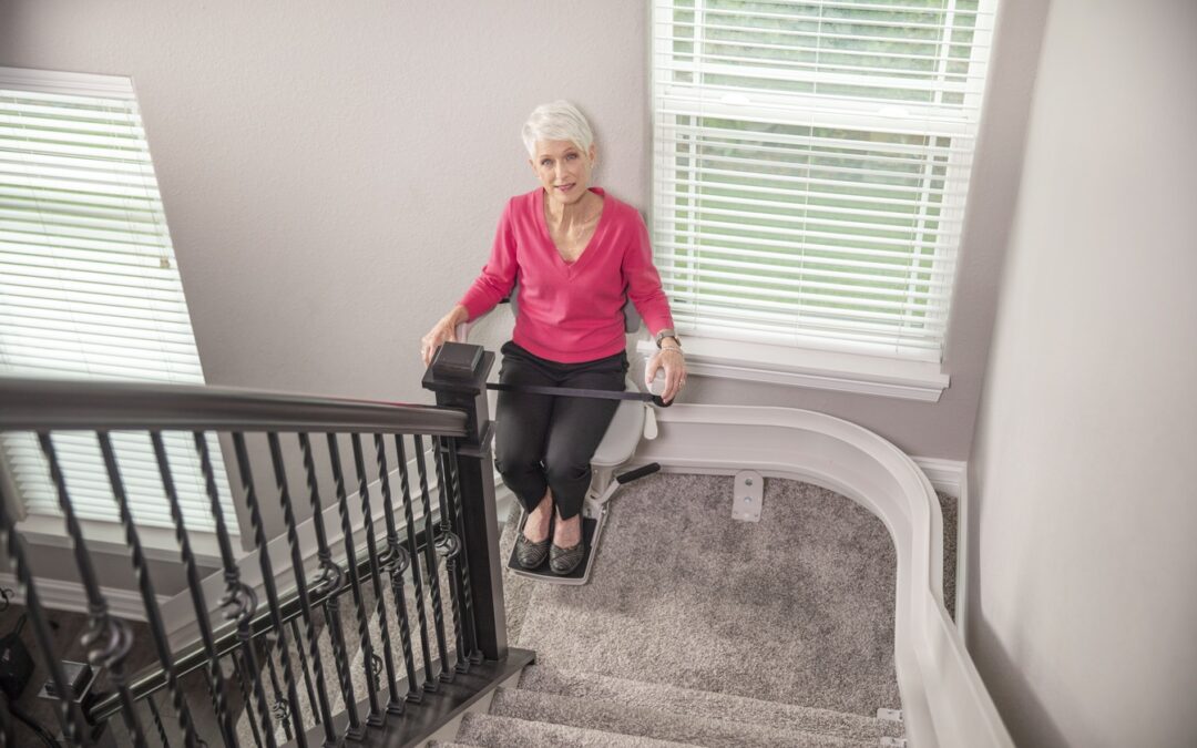 Curved Stairlift with old person